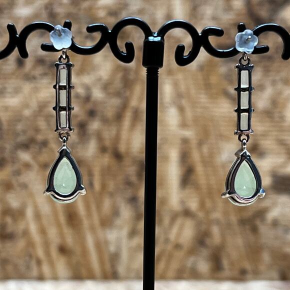 Bomb Party Inevitable Bling Lab Created Green Opal Stud Dangle Earrings - Picture 2 of 3